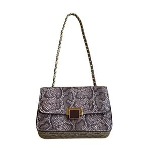J. McLaughlin Maeve Python Snakeskin Embossed Shoulder Bag Purse Chain Strap